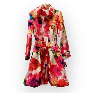 SAMUEL DONG Print BUBBLE COAT DRESS Size XS